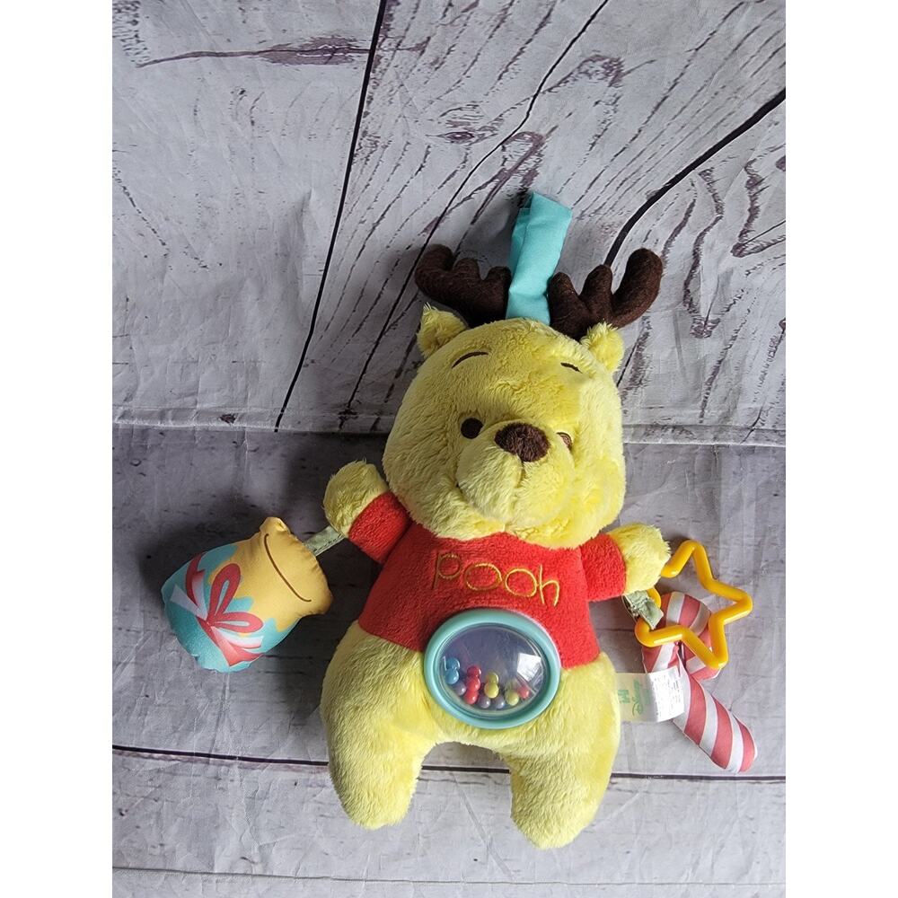 Disney Baby Winnie the Pooh on the Go Activity Hang Toy Chime Rattle Plush 9 In